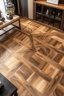 木质拼花地板家居一角