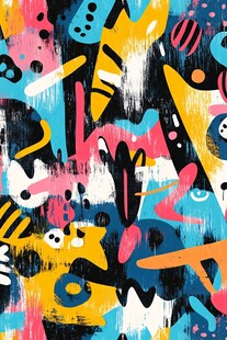 抽象多彩涂鸦艺术图案