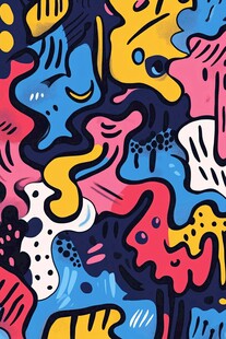 抽象多彩涂鸦风格图案