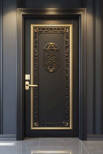 奢华黑金雕花入户门