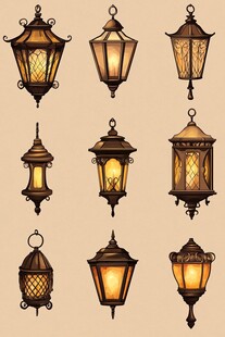 复古风精美挂式灯具展示