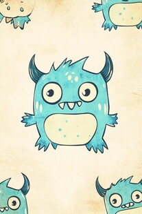 可爱蓝怪兽无缝图案背景
