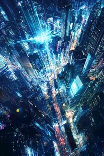 未来都市夜景奇幻视觉盛宴