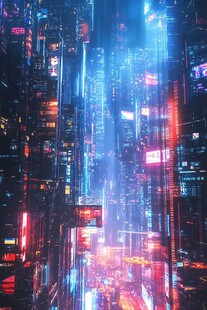 未来都市霓虹夜景