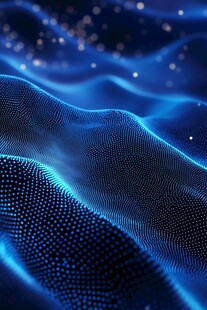 蓝色粒子波动科技背景图