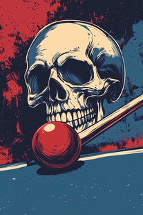 骷髅与台球的酷炫插画