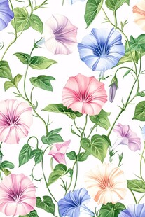 牵牛花花卉图案无缝背景图