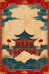 中式古风建筑云端之景