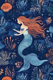 梦幻海底的美丽美人鱼