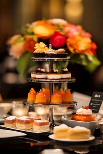 三层架上的精致甜点