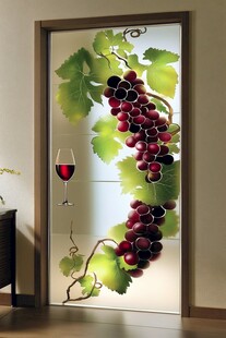 葡萄藤蔓艺术玻璃门装饰