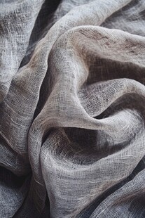 浅灰色褶皱亚麻布料纹理