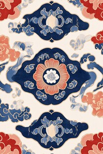 中式传统花卉云纹图案