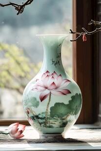 中式荷韵花瓶 窗边静美景致