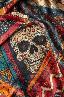 骷髅印花民族风时尚布料