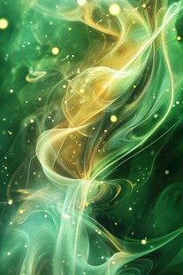 梦幻绿金烟雾抽象背景图