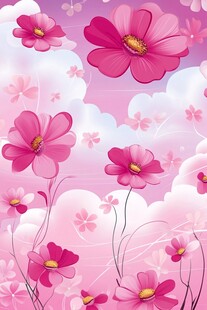 梦幻粉色花朵天空背景图