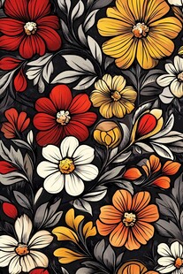 多彩花卉图案无缝背景