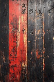 古旧门板上的中式文字印记