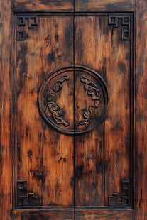 中式古典雕花实木双开门