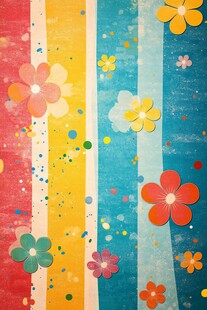 多彩条纹花卉背景图案