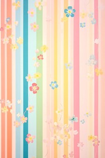 彩虹条纹背景上的缤纷小花