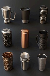 各式精美金属杯展示