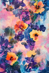 梦幻多彩花卉抽象艺术图