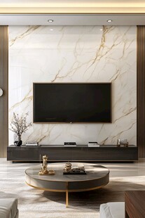 现代简约大理石电视背景墙