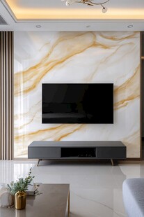 现代客厅大理石电视背景墙