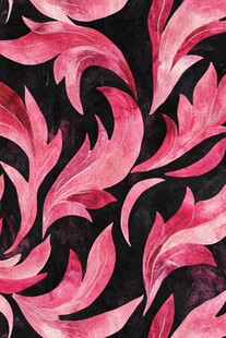 粉色叶片黑色背景花纹图