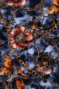 复古链条花卉图案面料