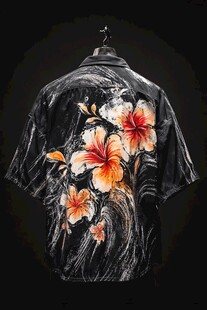 花卉图案短袖衬衫展示