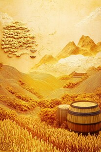 秋日田园木桶景致