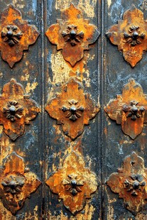 复古锈迹铁门装饰细节