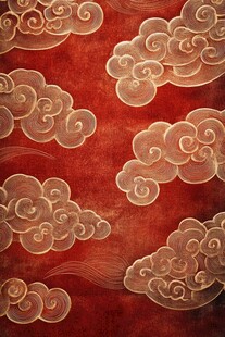 红色祥云古风纹理图案