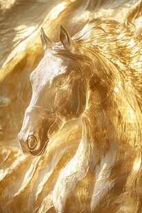 金色骏马雕塑的优雅瞬间