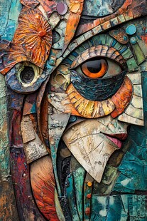 奇幻拼贴艺术人物面部特写