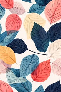 多彩叶片无缝图案背景