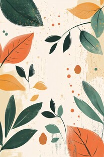 手绘多彩叶片装饰图案