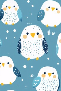 可爱小鸟的清新图案设计