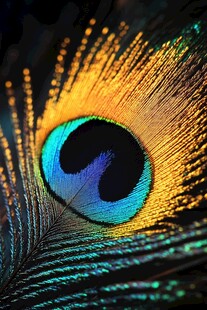 孔雀羽毛特写的绚丽之美