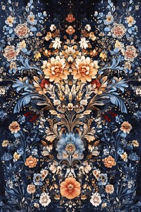 复古繁花图案精美织物设计
