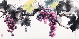 水墨葡萄图