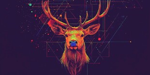 梦幻几何风鹿头插画