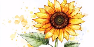 手绘向日葵水彩画