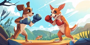 狗狗户外拳击对决