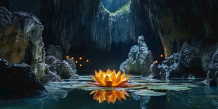 梦幻洞穴中的金色莲花
