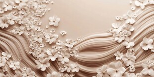 米色花卉波浪纹理背景图