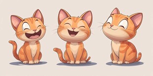 三只欢乐小橘猫的萌态